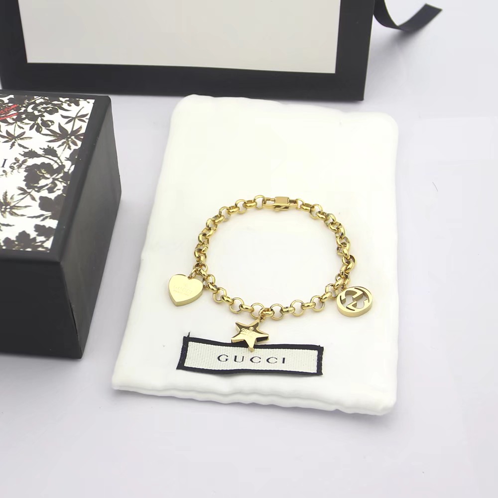 Gucci Sliver Bracelet With Gucci Charms - DesignerGu