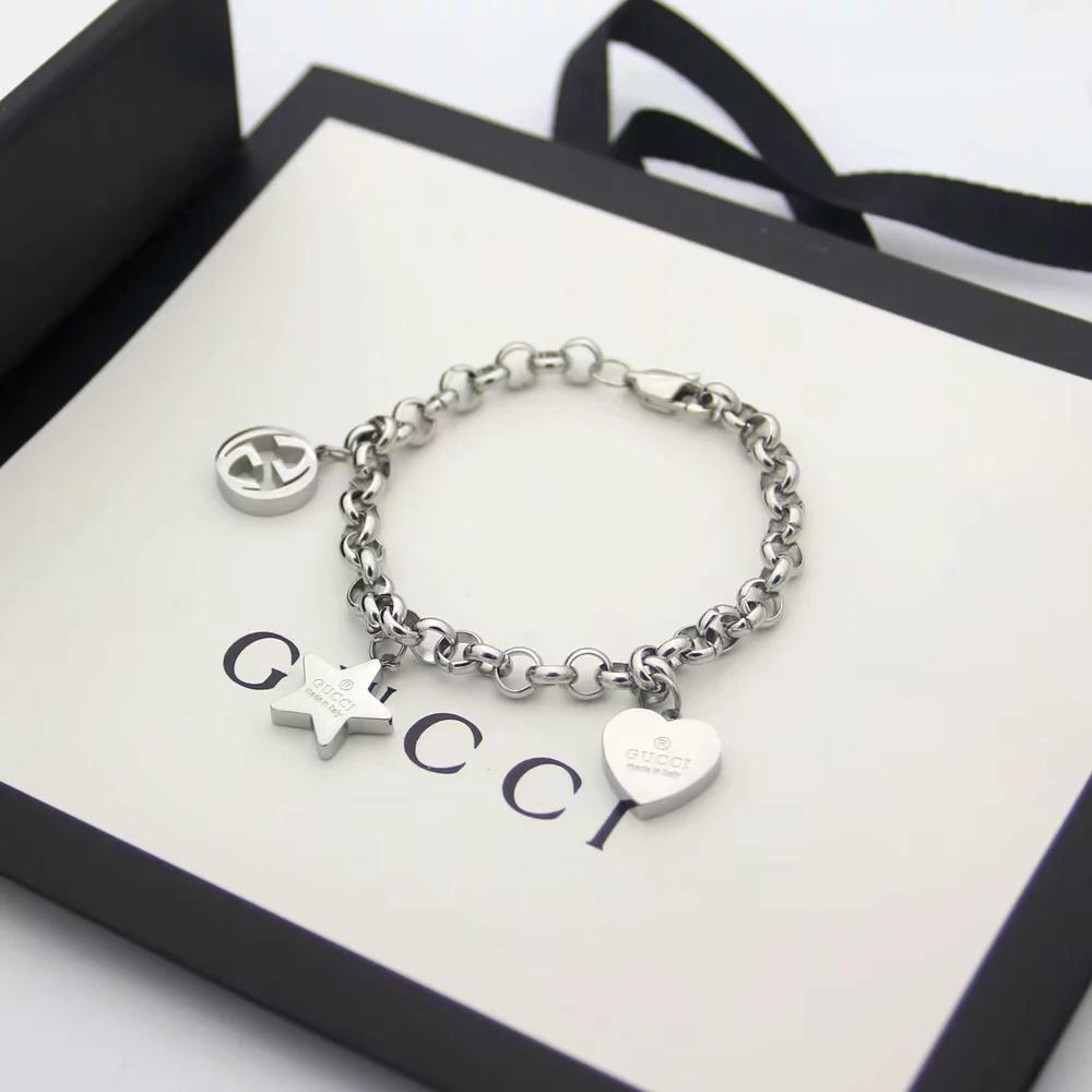 Gucci Sliver Bracelet With Gucci Charms - DesignerGu