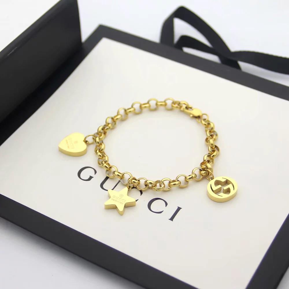 Gucci Sliver Bracelet With Gucci Charms - DesignerGu