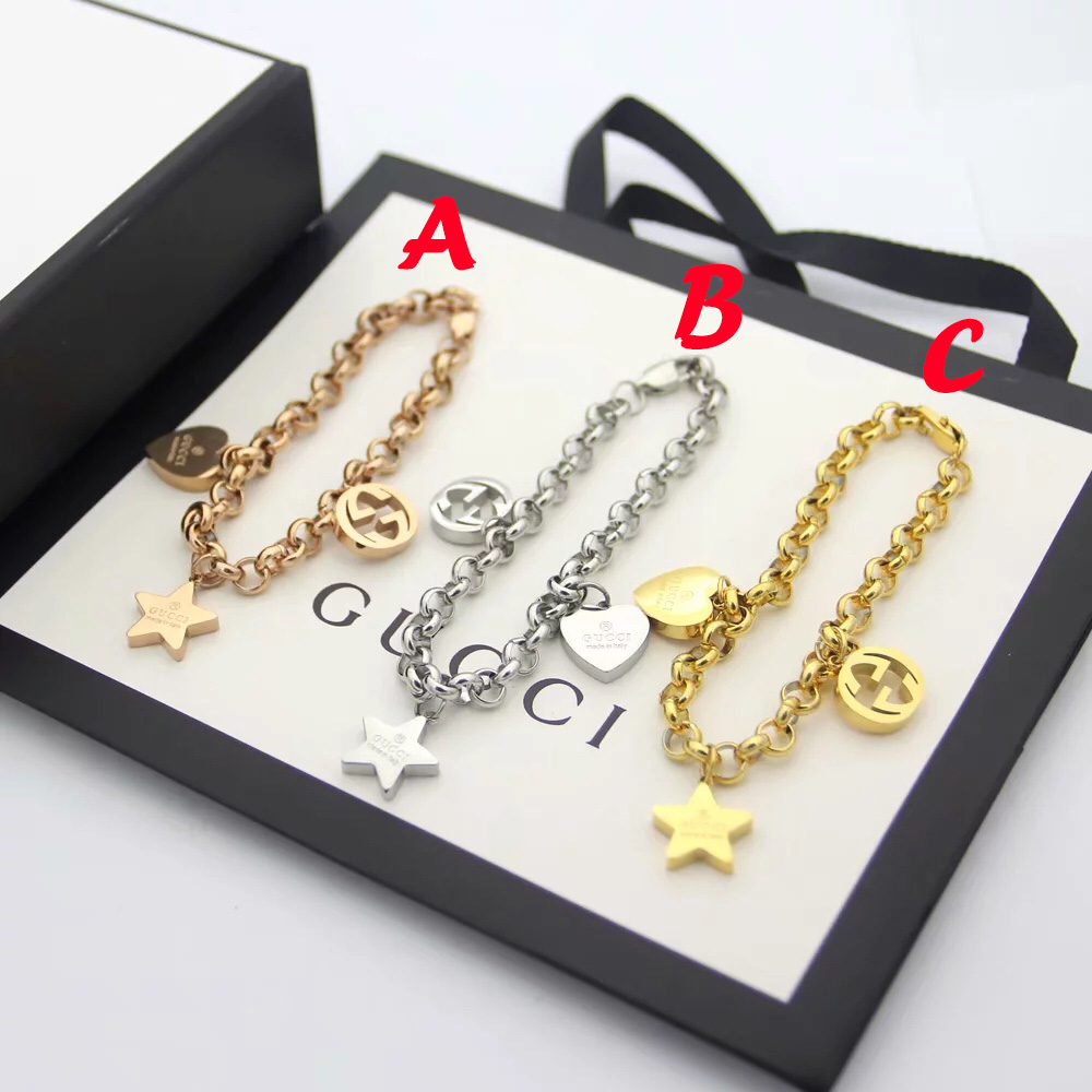 Gucci Sliver Bracelet With Gucci Charms - DesignerGu