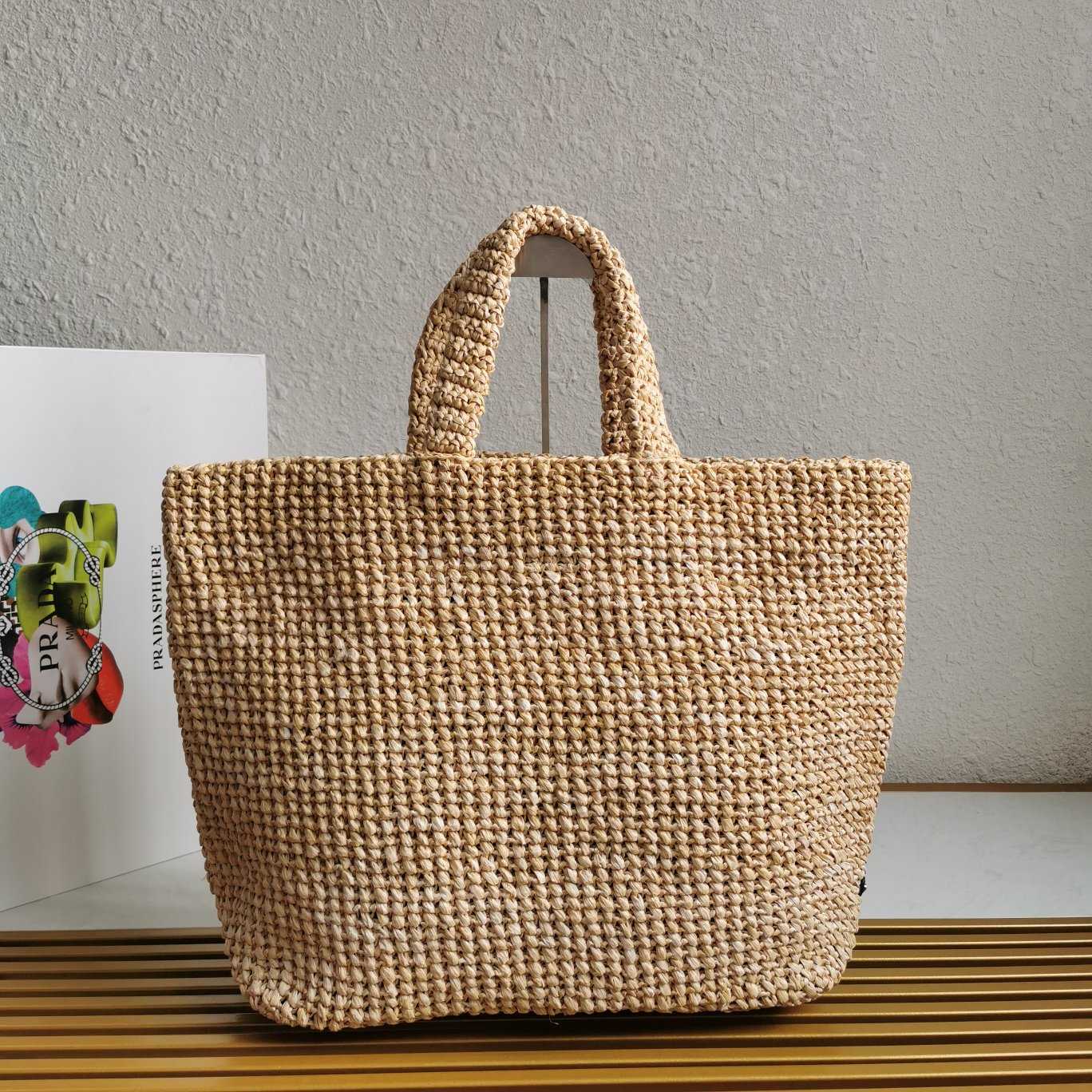 Prada Small Raffia Tote Bag - DesignerGu