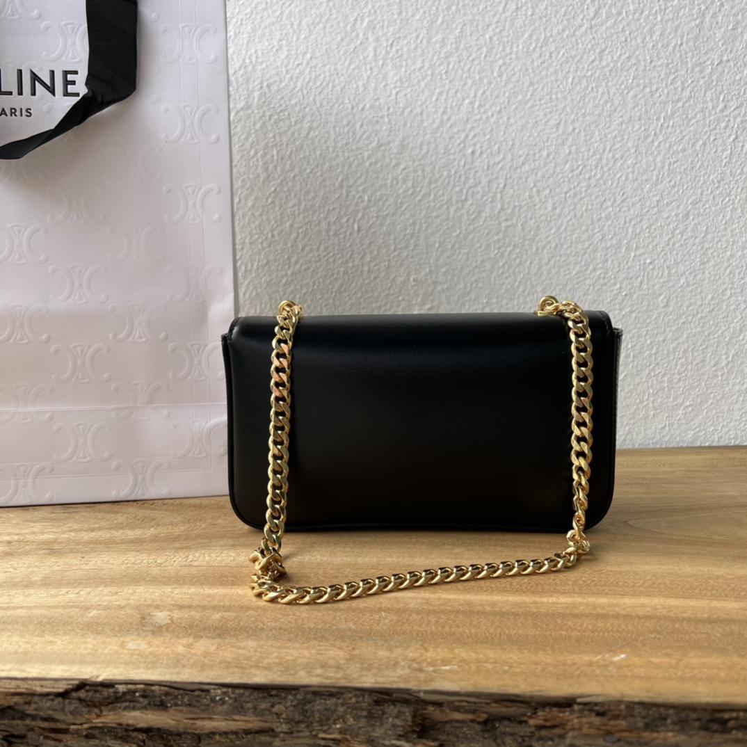 Celine Chain Shoulder Bag Cuir Triomphe In Shiny Calfskin - DesignerGu