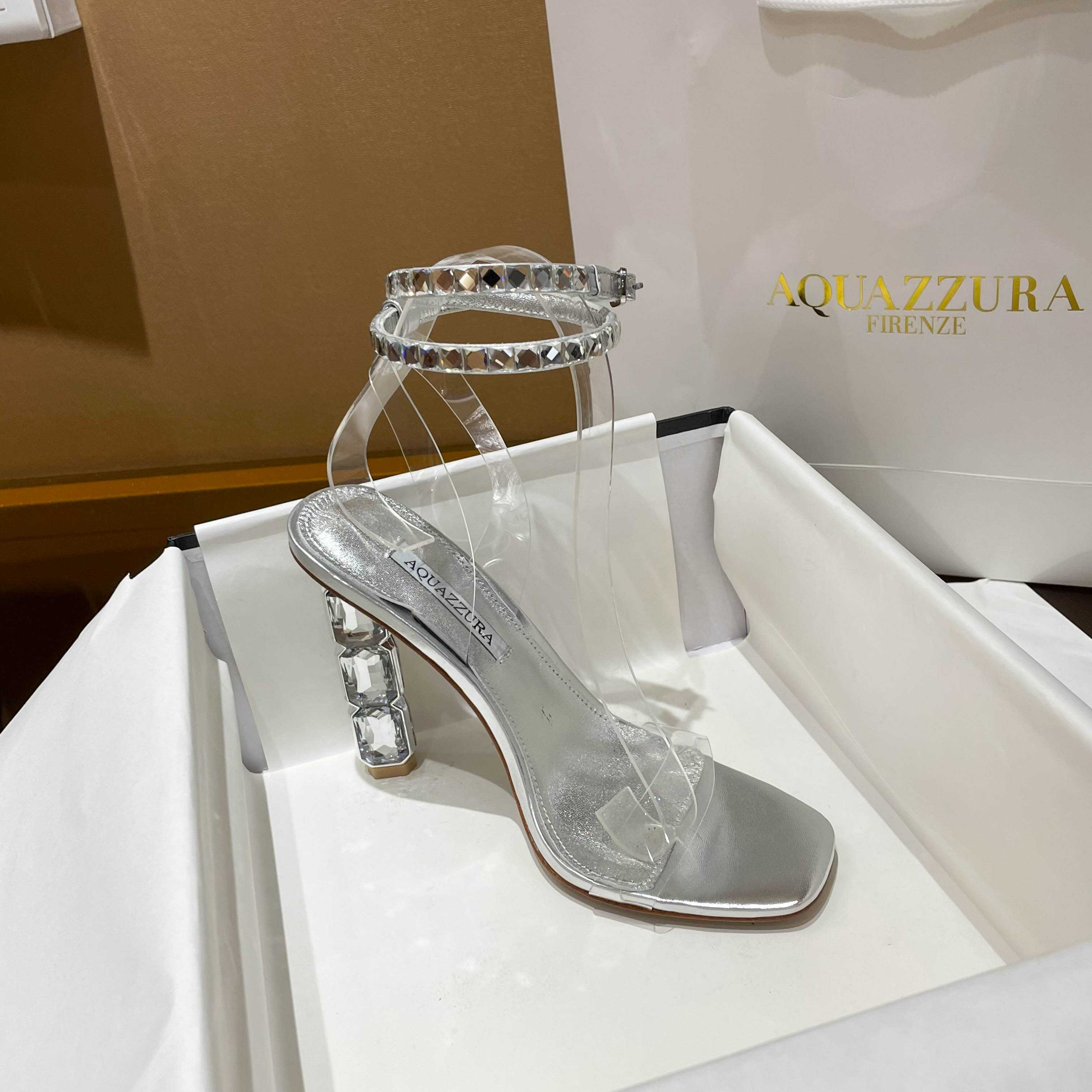 Aquazzura Aura Plexi Sandal 105 - DesignerGu