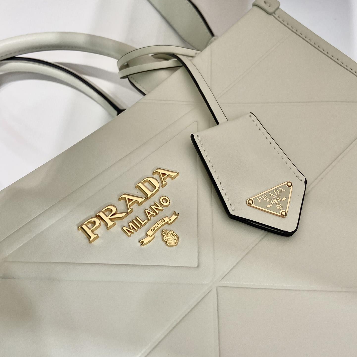 Prada Small Leather Prada Symbole Bag With Topstitching - DesignerGu