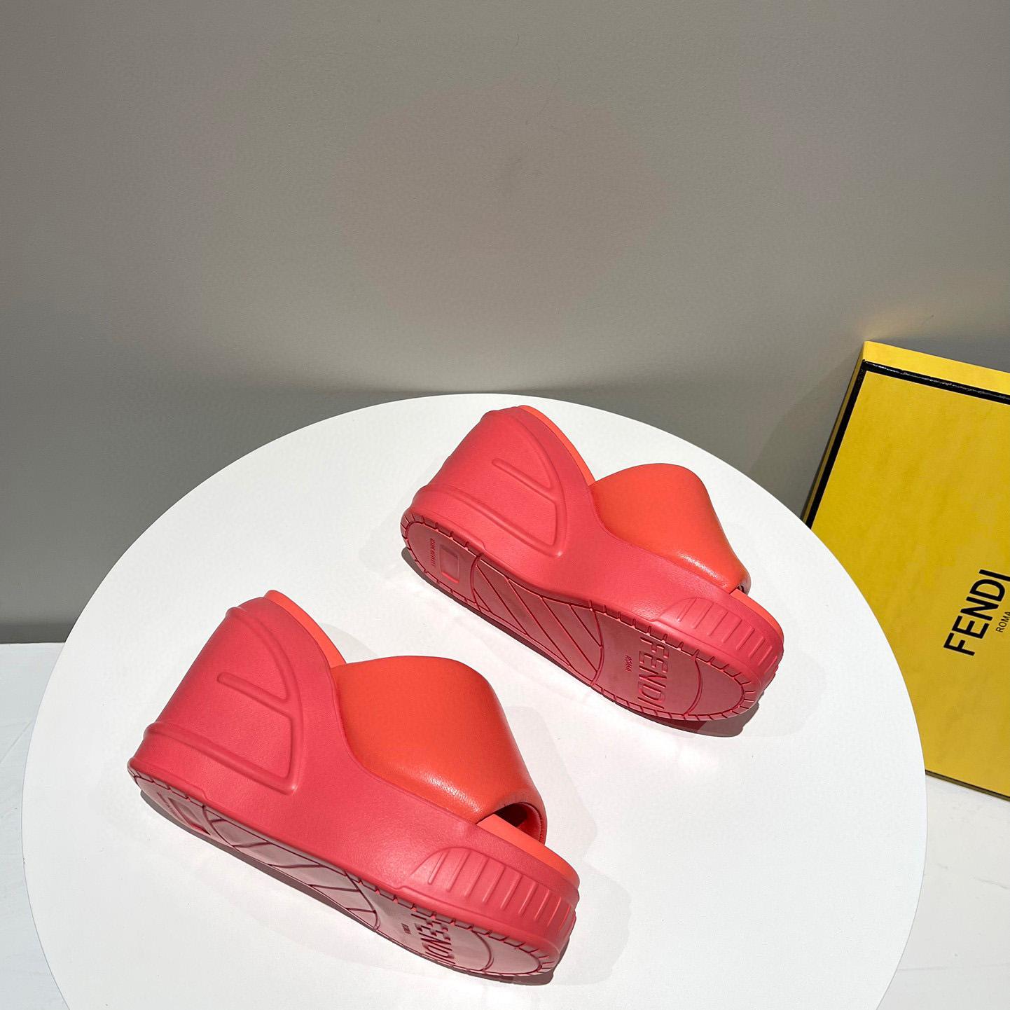 Fendi Fashion Show Red Nappa Leather Slides - DesignerGu