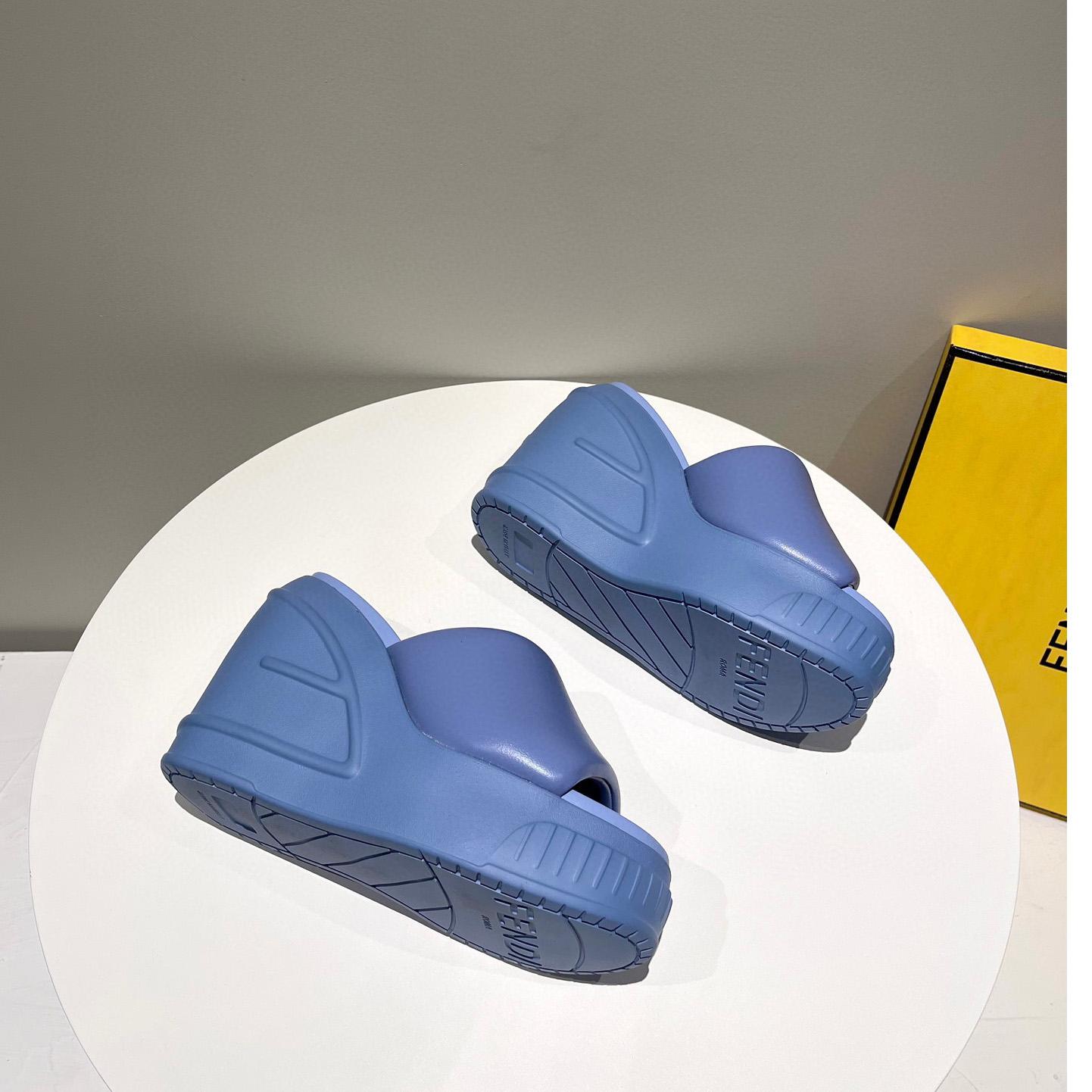 Fendi Fashion Show Blue Nappa Leather Slides - DesignerGu