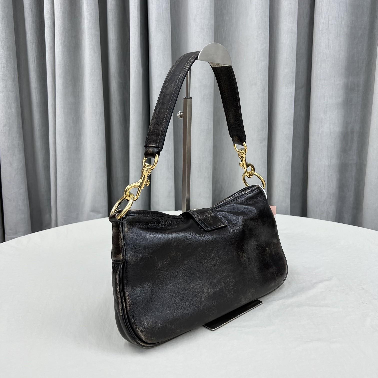 Miu Miu Leather Shoulder Bag With Snap Hook - DesignerGu