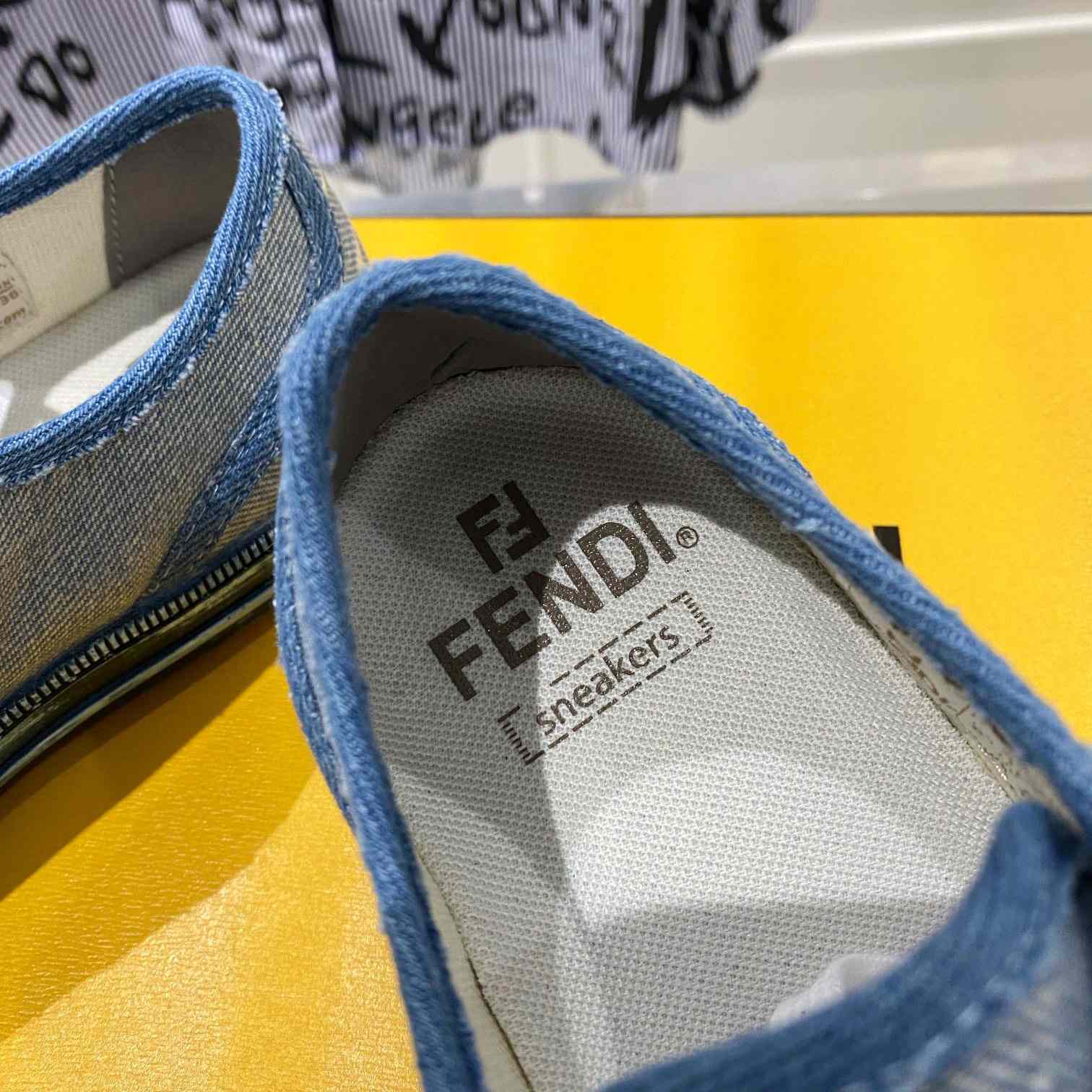 Fendi Domino Light Blue Denim Low Tops Sneakers - DesignerGu