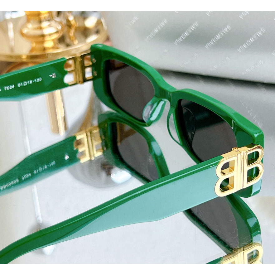 Balenciaga Dynasty Rectangle Sunglasses In Green    bb0096 - DesignerGu