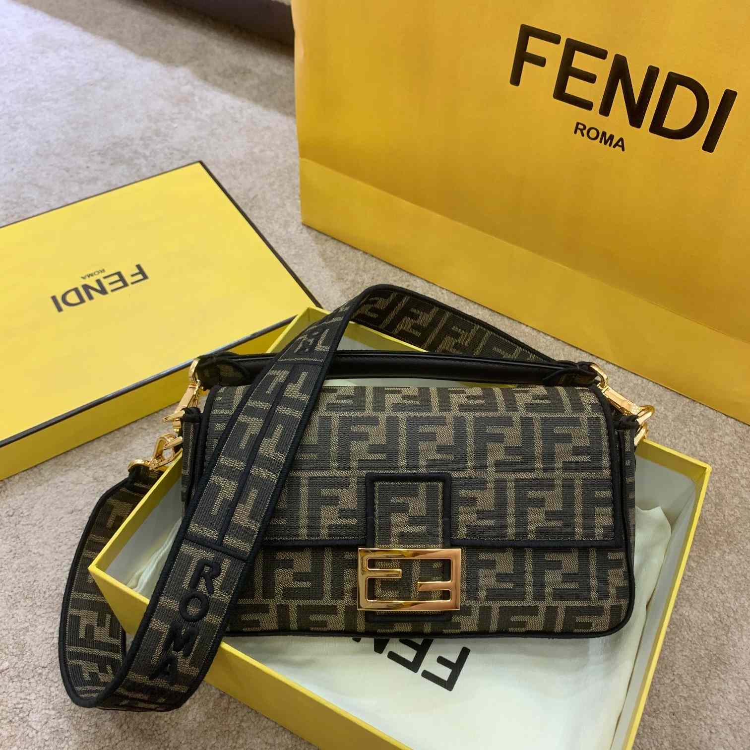 Fendi Baguette Jacquard FF Fabric Bag - DesignerGu