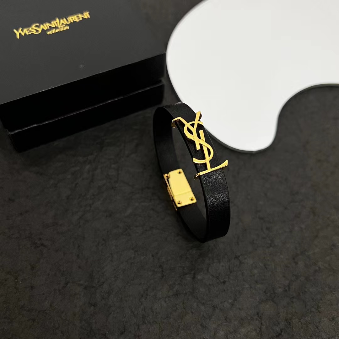 Saint Laurent Leather Bracelet - DesignerGu