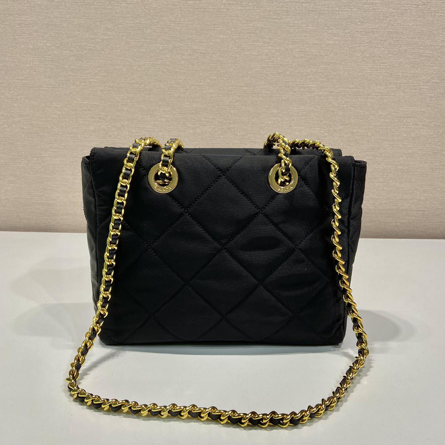 Prada Nylon Tessuto Impuntu Quilted Shoulder Bag Black (25-24-5cm) - DesignerGu