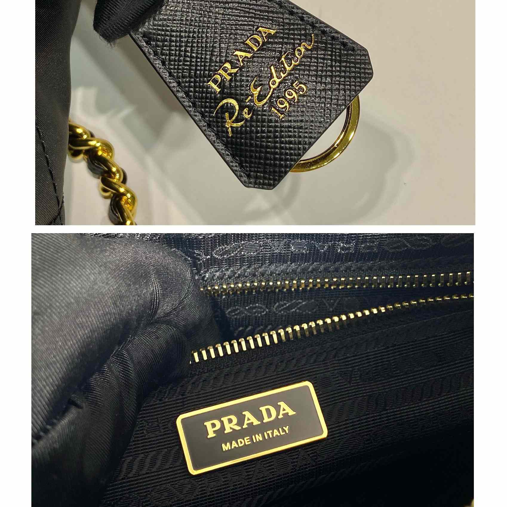 Prada Nylon Tessuto Impuntu Quilted Shoulder Bag Black (25-24-5cm) - DesignerGu