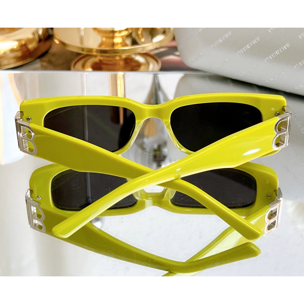 Balenciaga Dynasty Rectangle Sunglasses In Yellow   bb0096 - DesignerGu