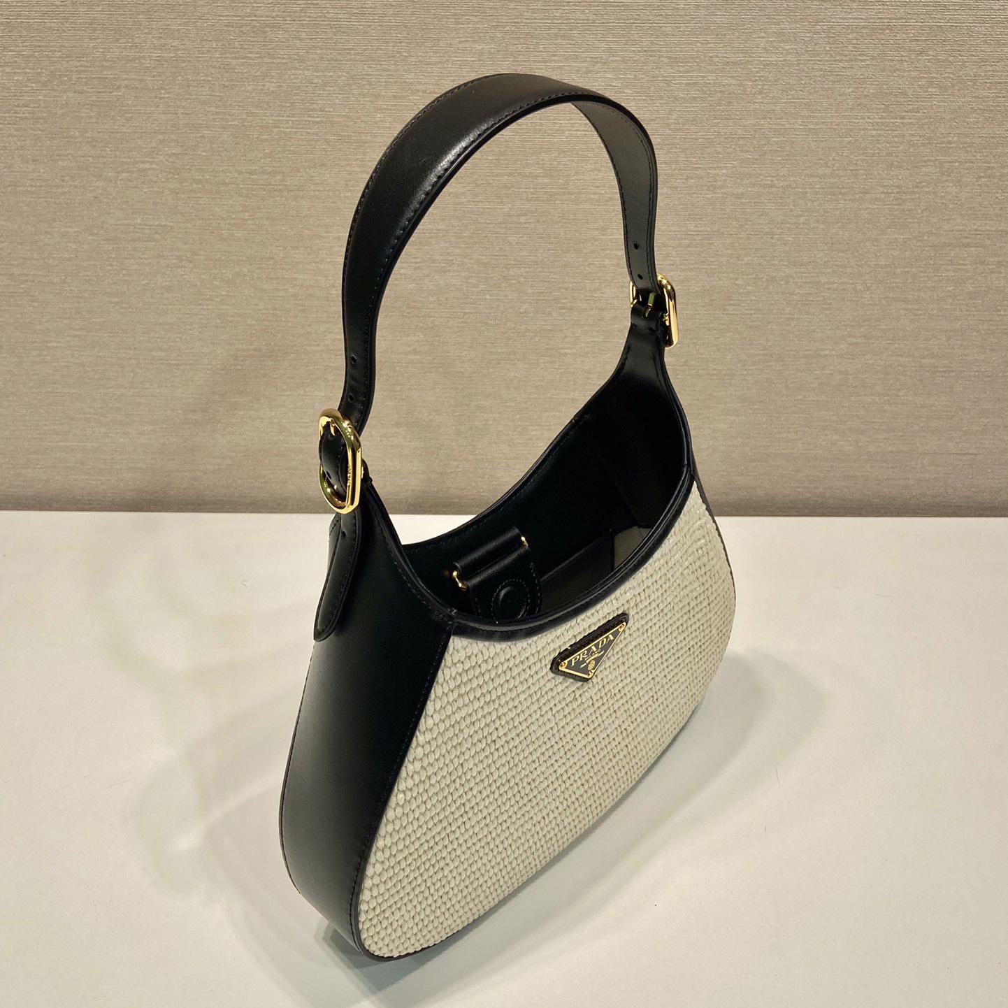 Prada Fabric And Leather Shoulder Bag - DesignerGu