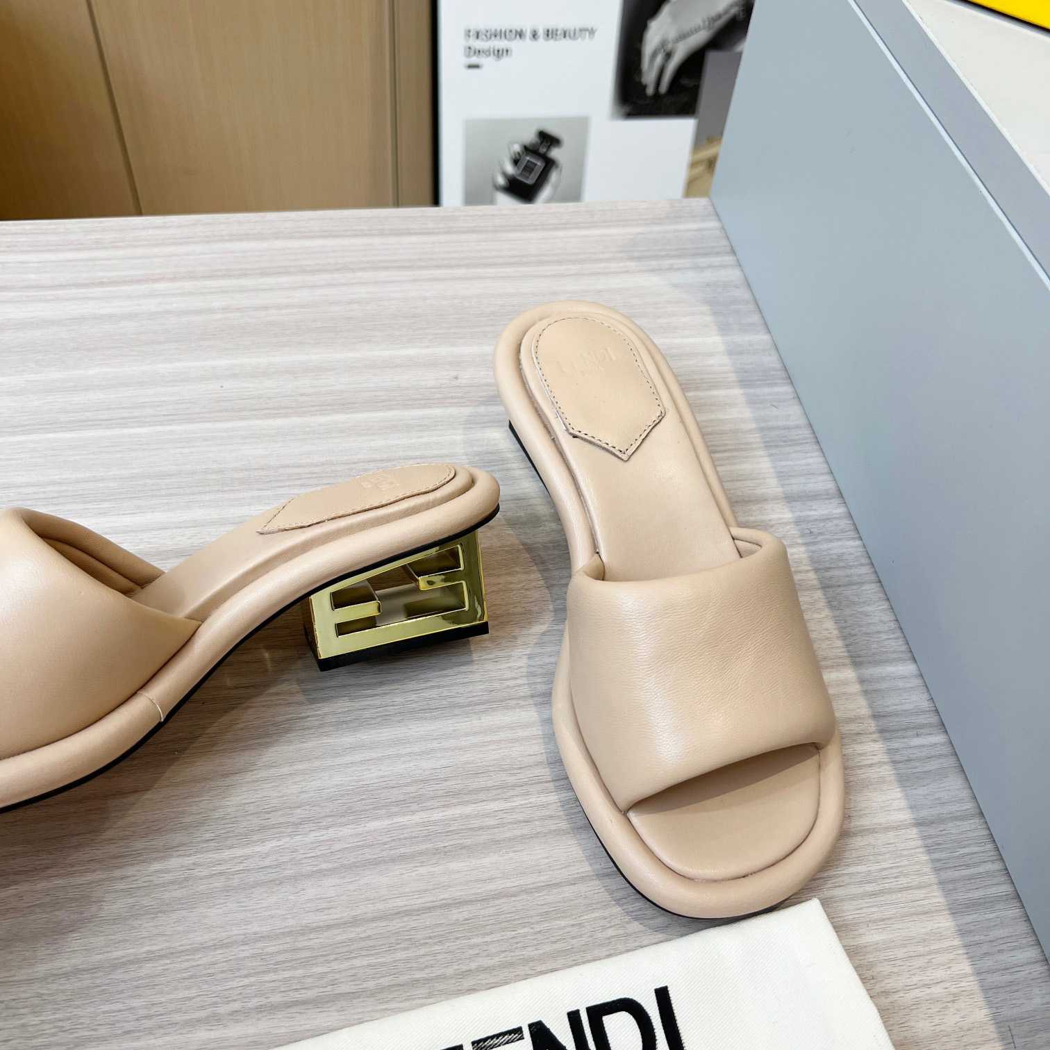 Fendi Baguette Beige Nappa Leather Slides - DesignerGu