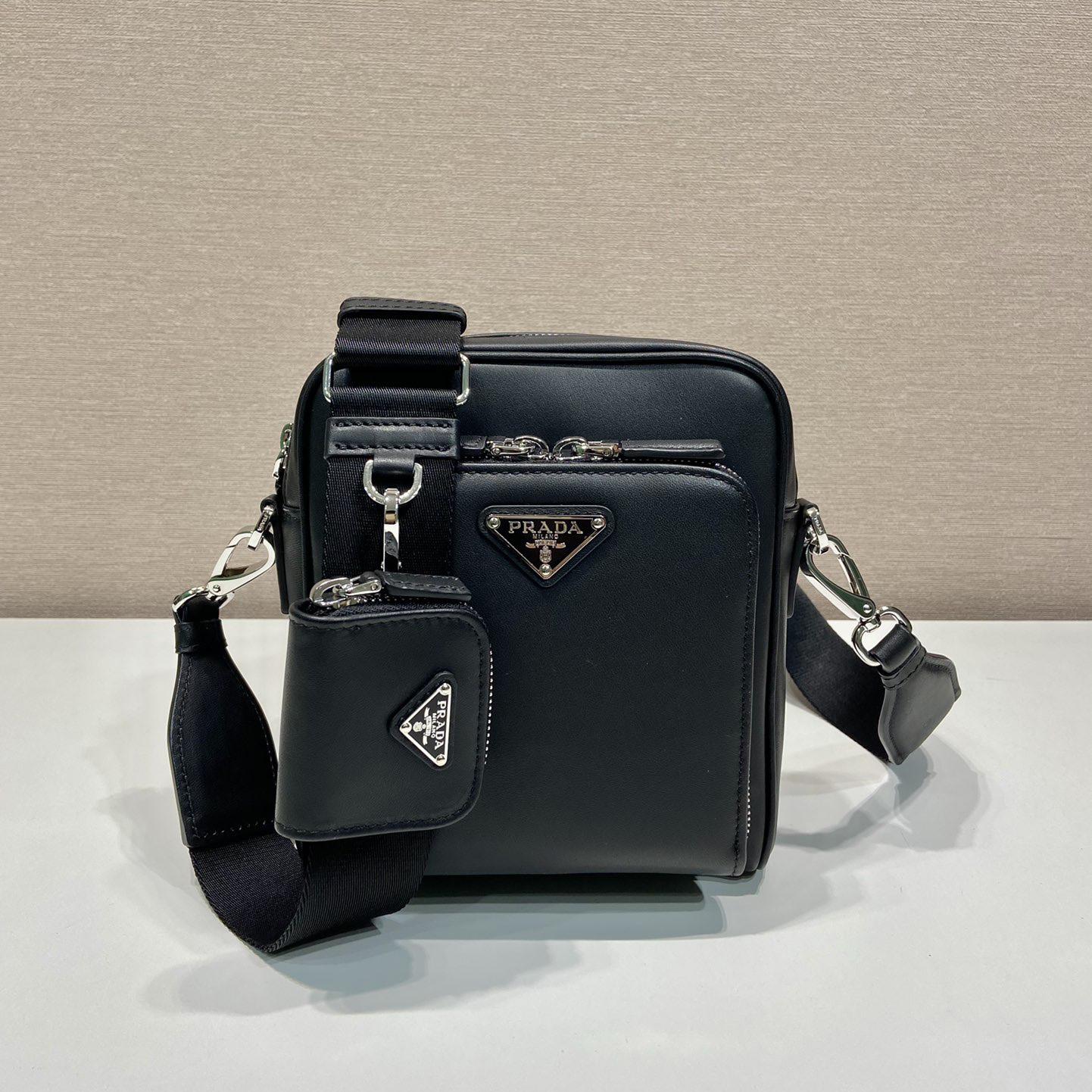 Prada Leather Shoulder Bag With Pouch - DesignerGu