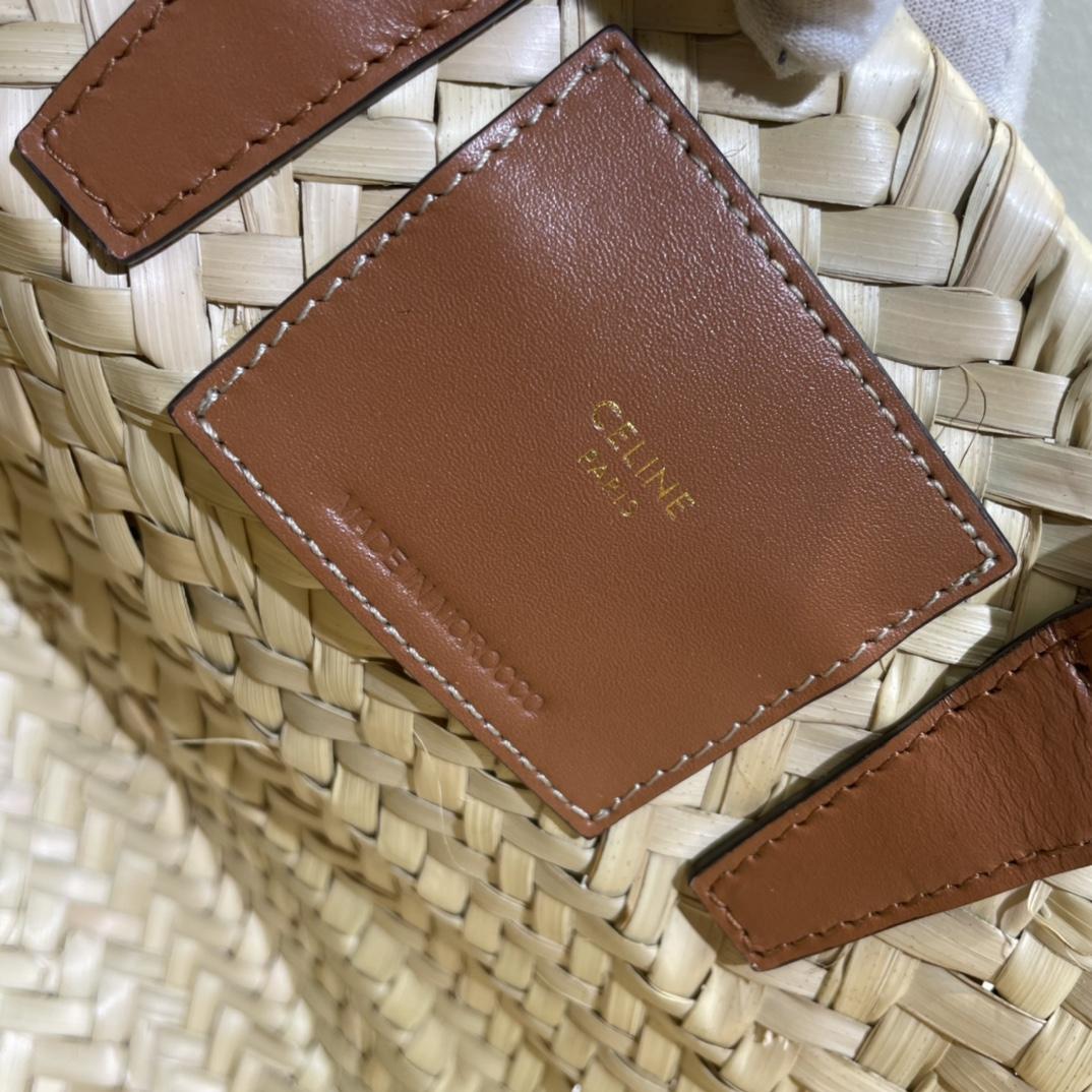 Celine Teen Triomphe Celine Classic Panier In Palm Leaves And Calfskin Tan - DesignerGu