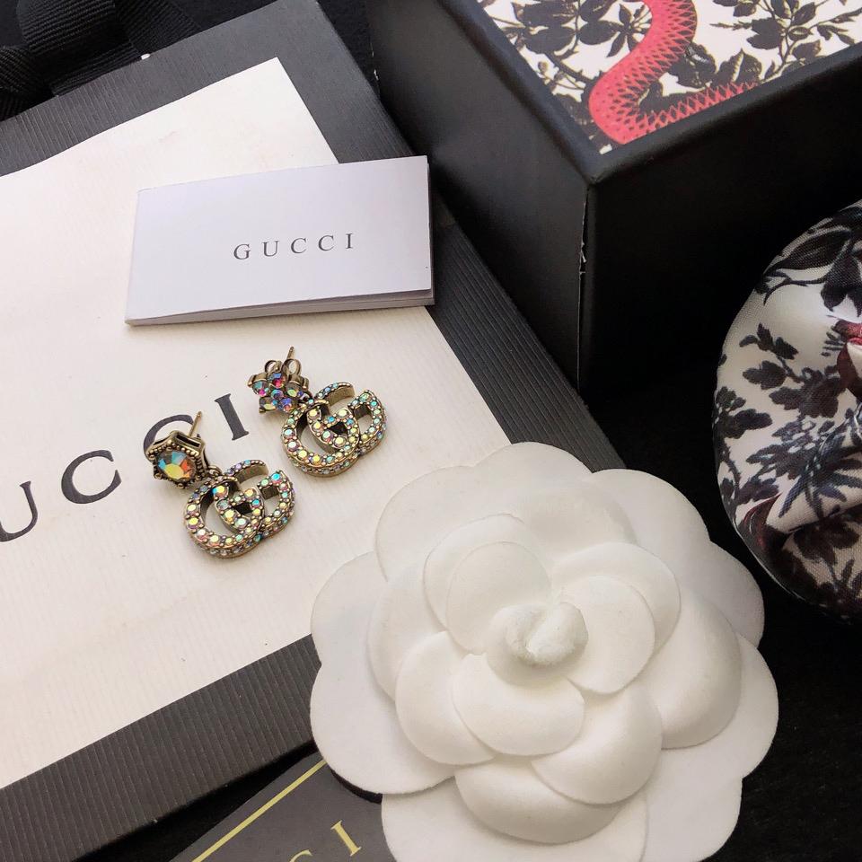 Gucci Crystal Double G Earrings - DesignerGu