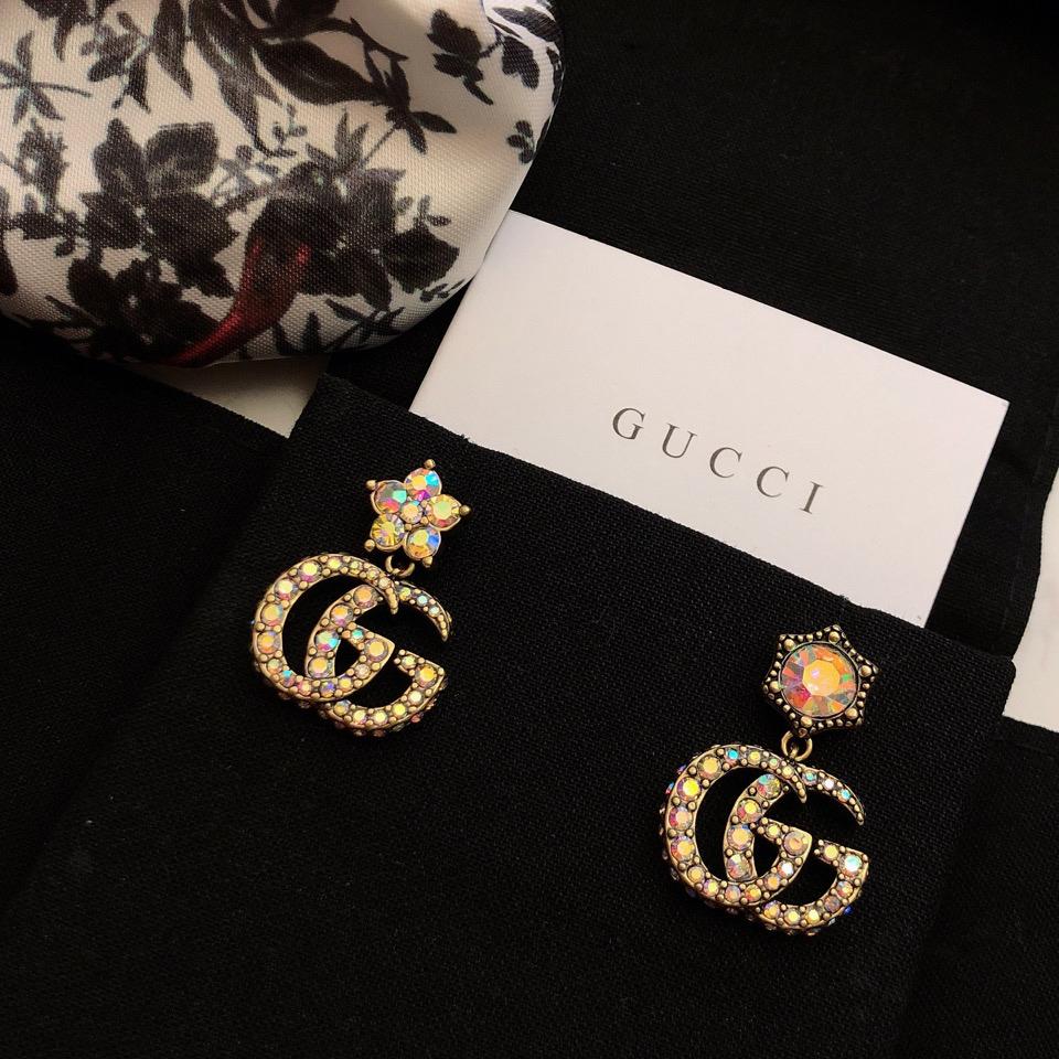 Gucci Crystal Double G Earrings - DesignerGu