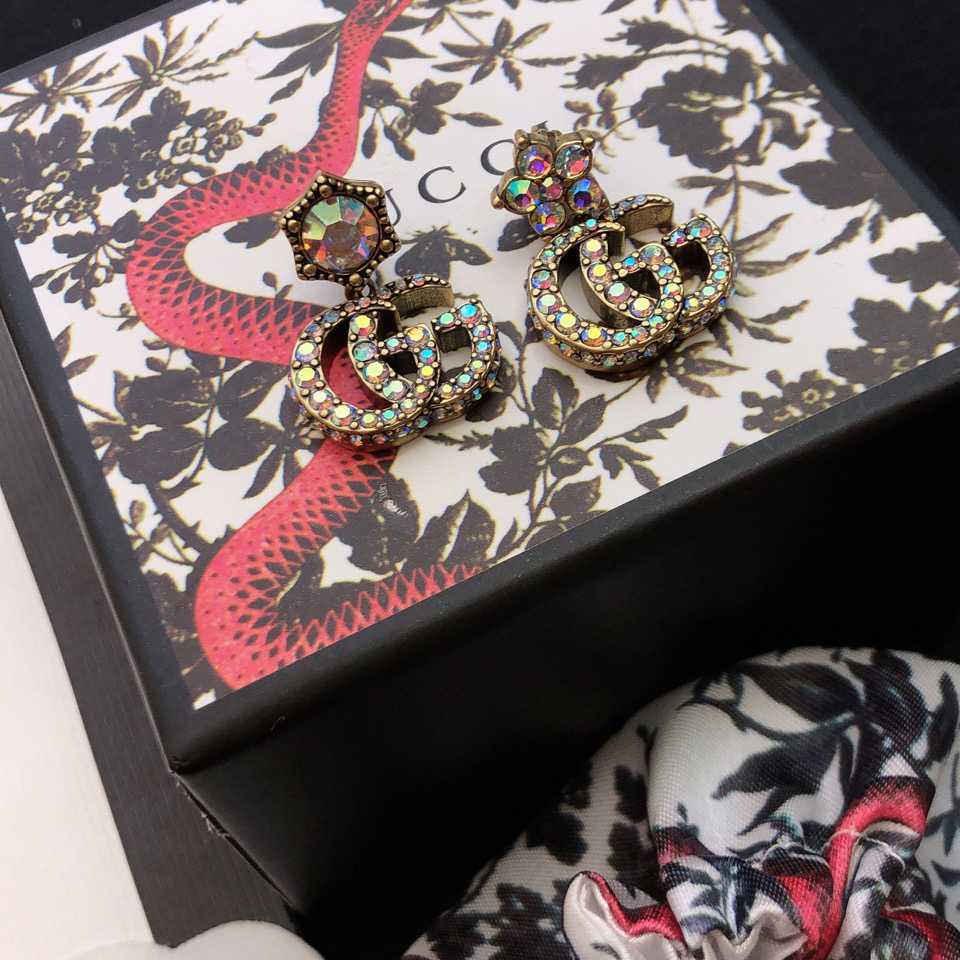 Gucci Crystal Double G Earrings - DesignerGu