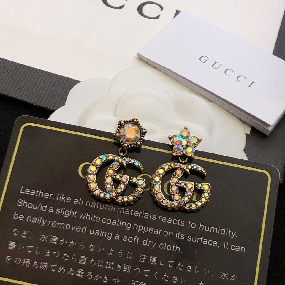 Gucci Crystal Double G Earrings - DesignerGu