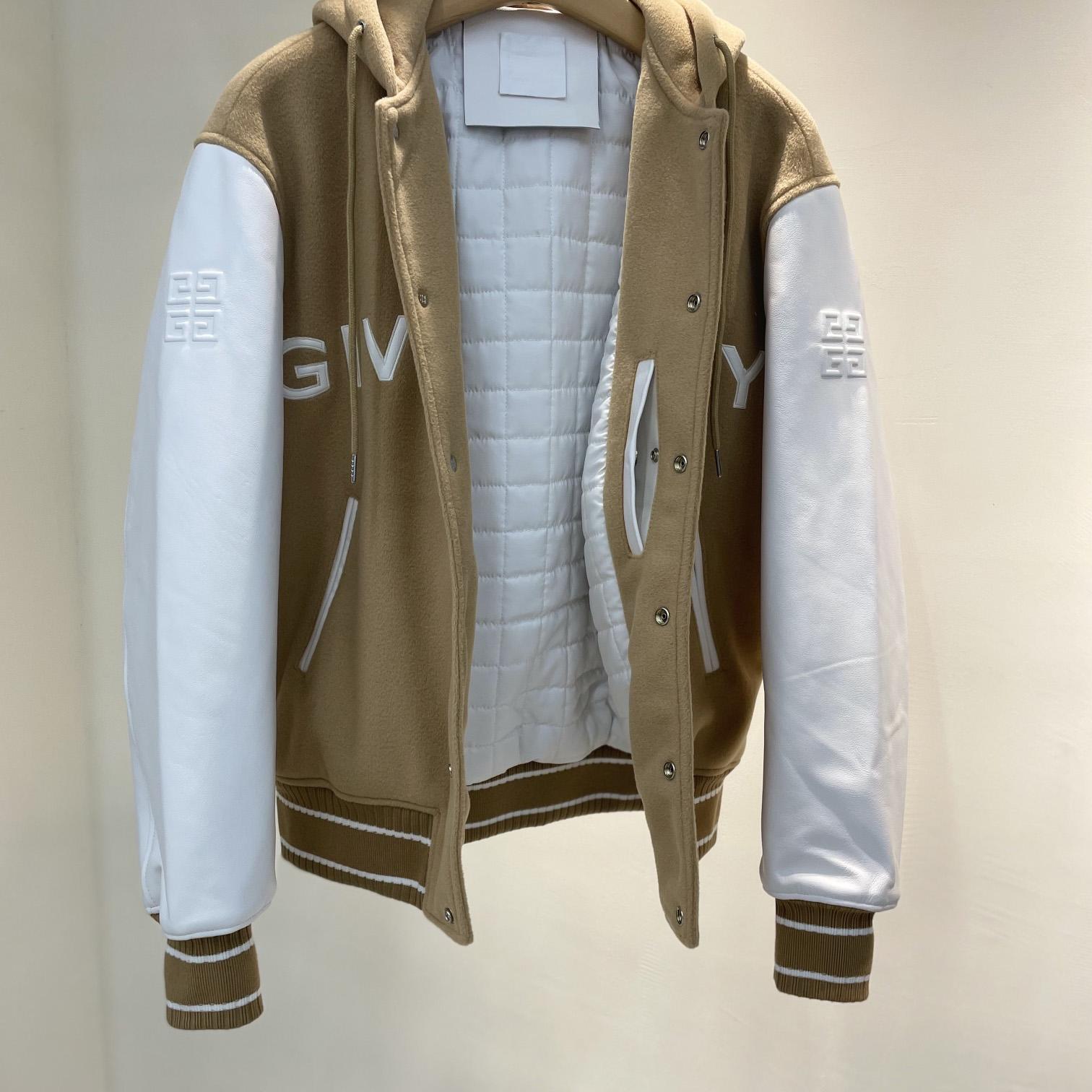 Givenchy Hooded Wool And Leather Big Varsity Jacket - DesignerGu