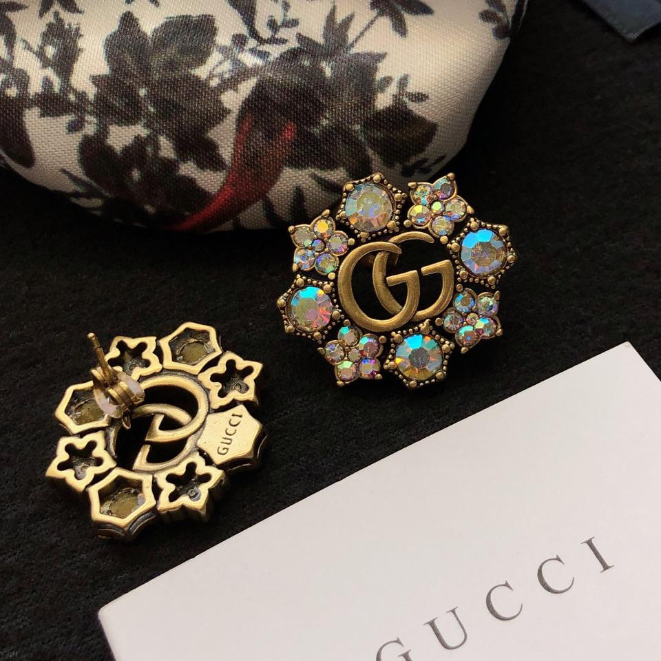 Gucci Double G Crystal Flowers Earrings - DesignerGu