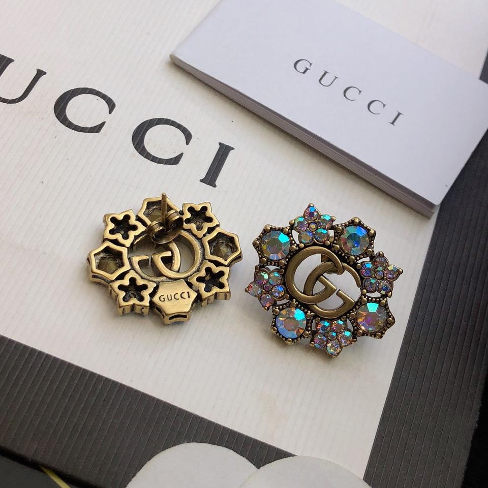 Gucci Double G Crystal Flowers Earrings - DesignerGu