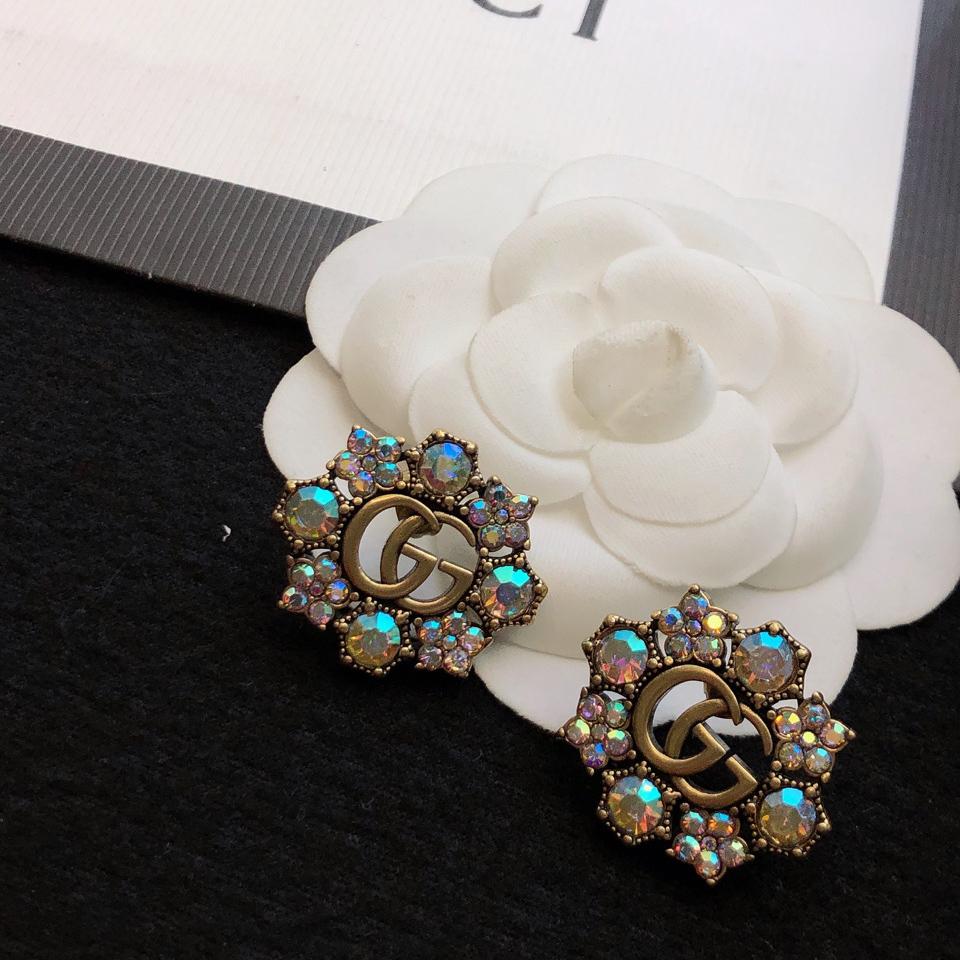 Gucci Double G Crystal Flowers Earrings - DesignerGu