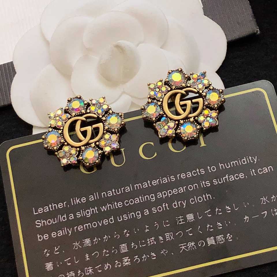 Gucci Double G Crystal Flowers Earrings - DesignerGu