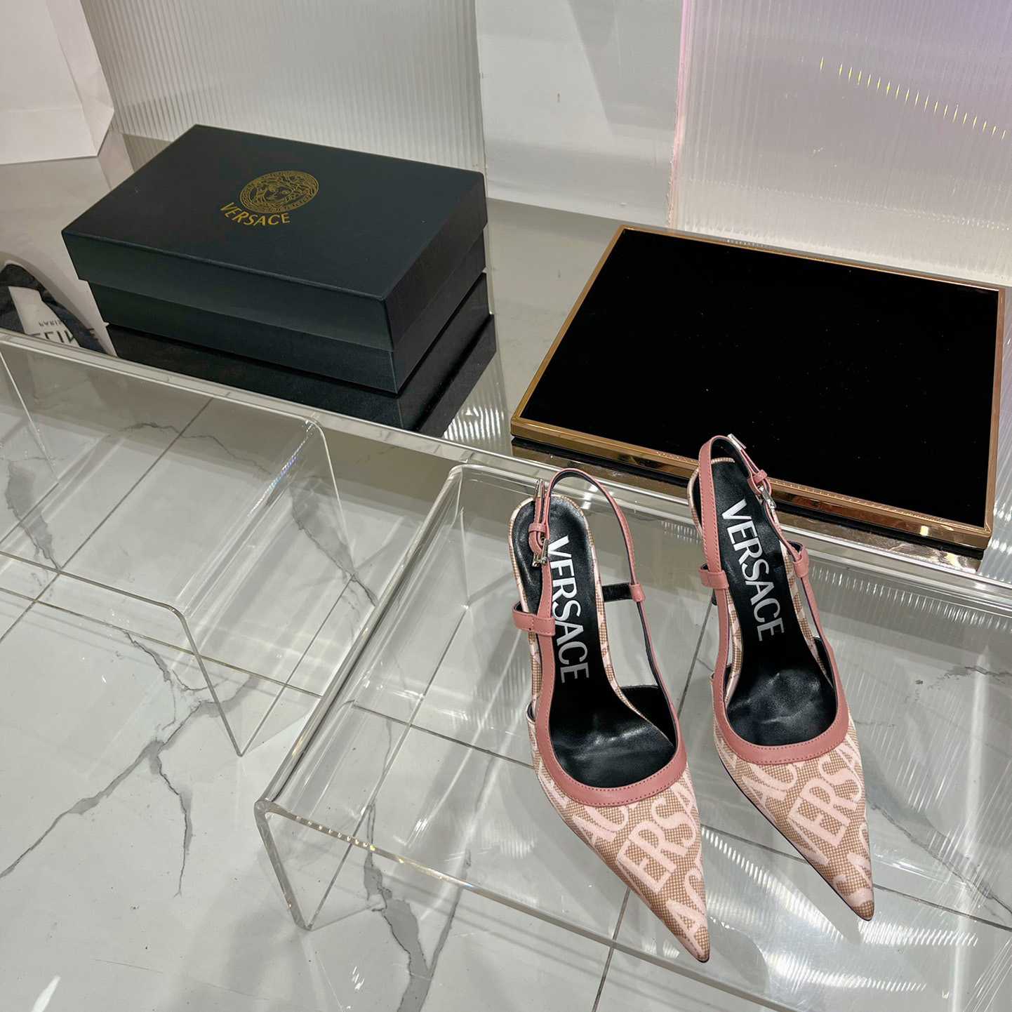 Versace Logo-jacquard 110mm Slingback Pumps - DesignerGu