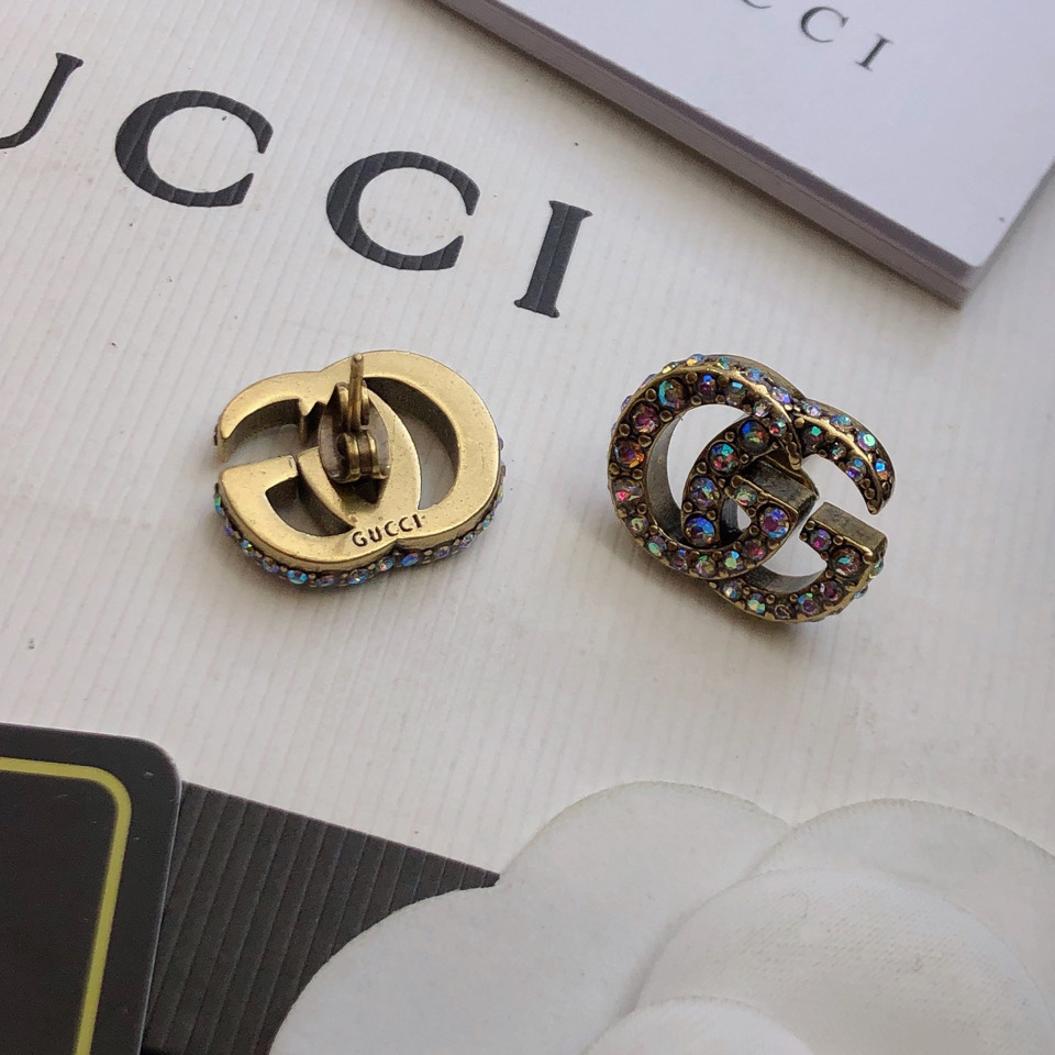 Gucci Crystal Double G Earrings - DesignerGu