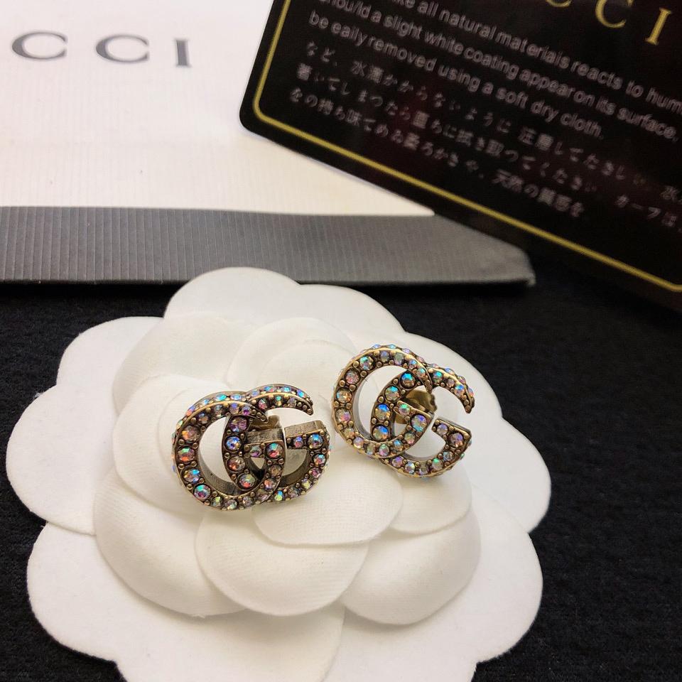 Gucci Crystal Double G Earrings - DesignerGu