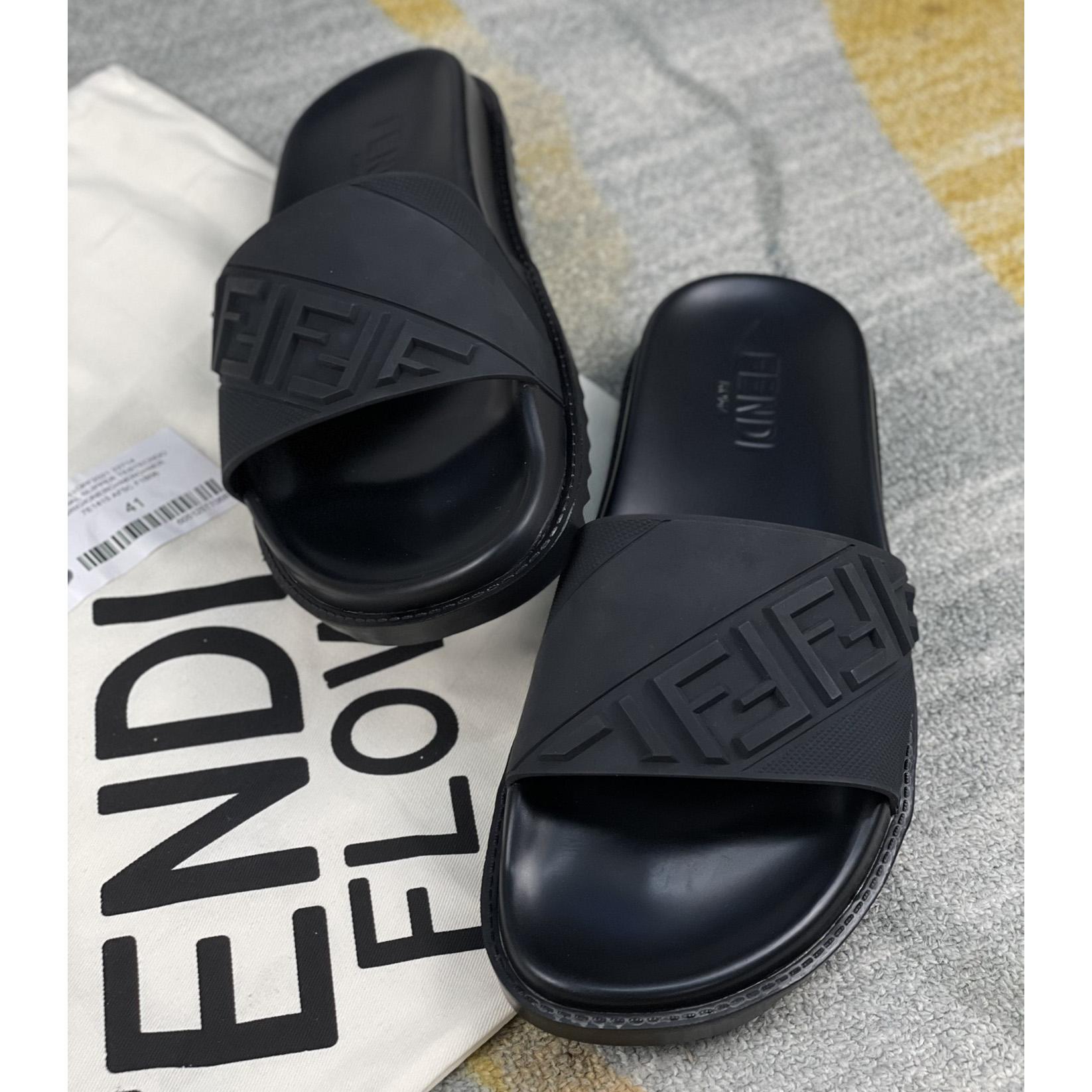 Fendi Black Rubber Footbed - DesignerGu