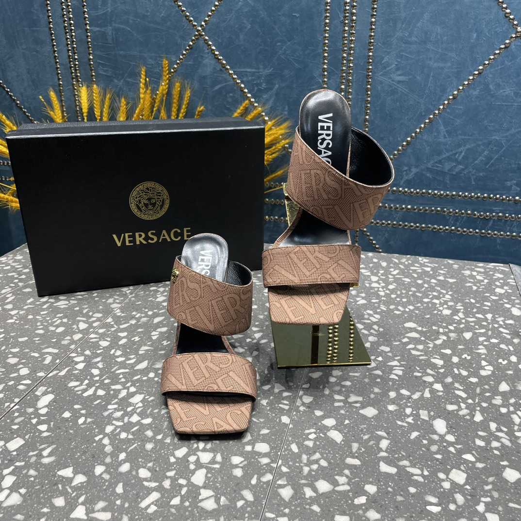 Versace Allover High Heel Mules - DesignerGu