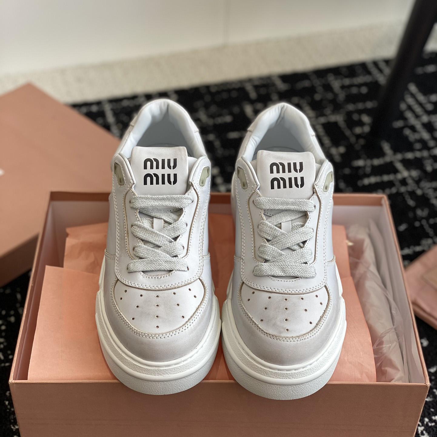 Miu Miu Bleached Leather Sneakers - DesignerGu