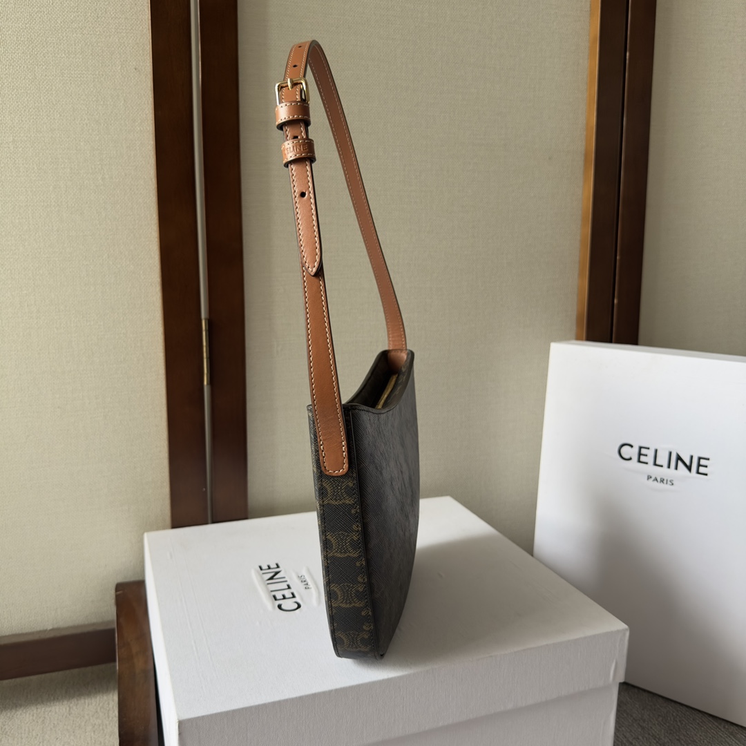 Celine Medium Celine Croque Bag In Triomphe Canvas And Calfskin Tan - DesignerGu