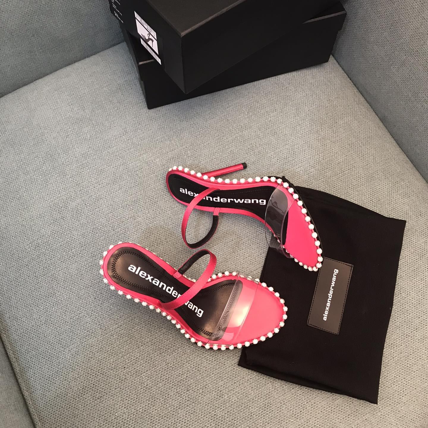 Alexander Wang Pink Satin Nova Crystal Sandals - DesignerGu