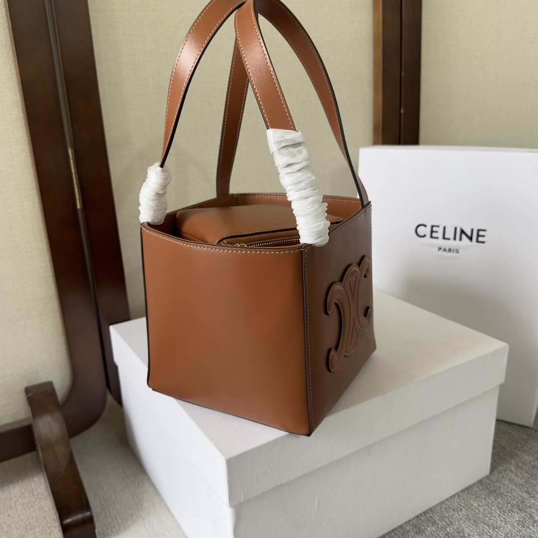 Celine Cube Bag Cuir Triomphe In Shiny Calfskin (15-15-15cm) - DesignerGu