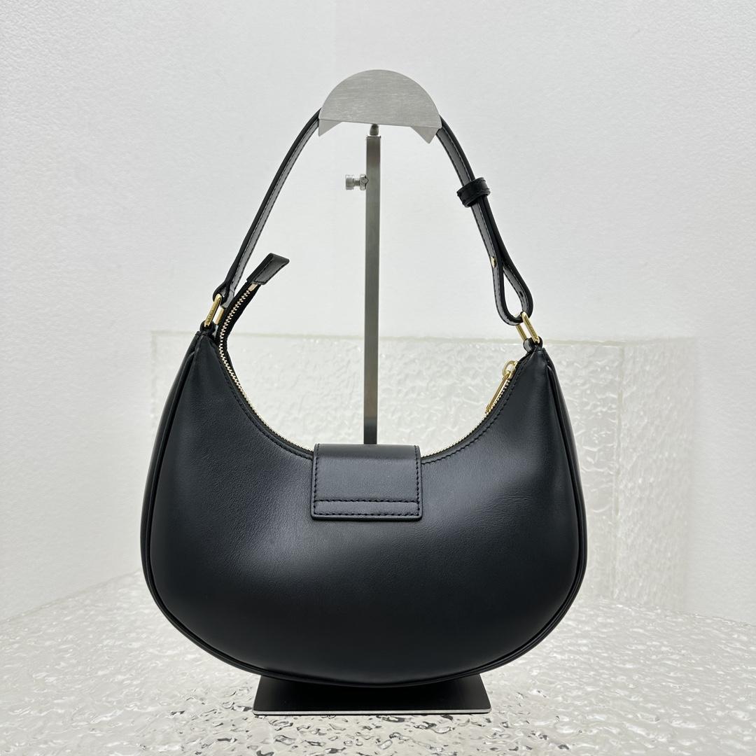 Celine Ava Triomphe Soft Bag In Smooth Calfskin Black - DesignerGu