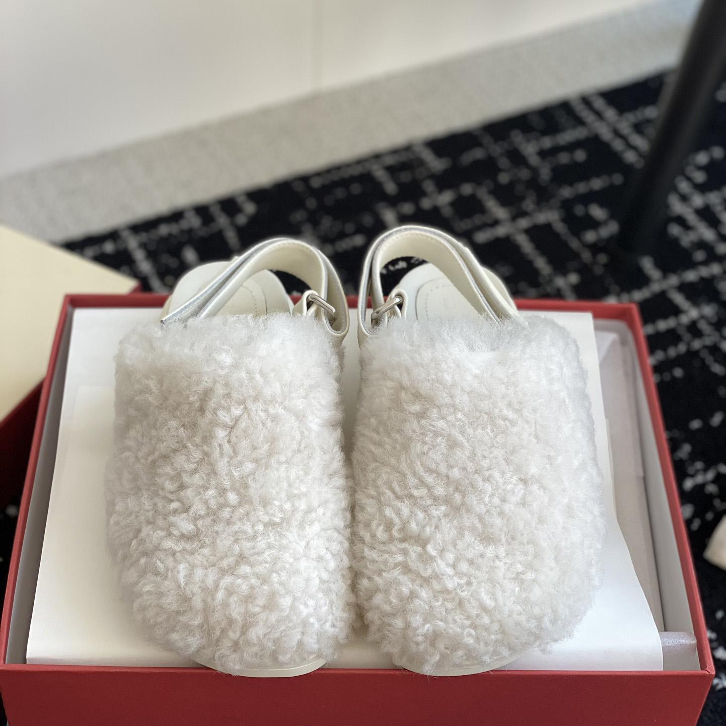 Marni White Shearling Sabot - DesignerGu