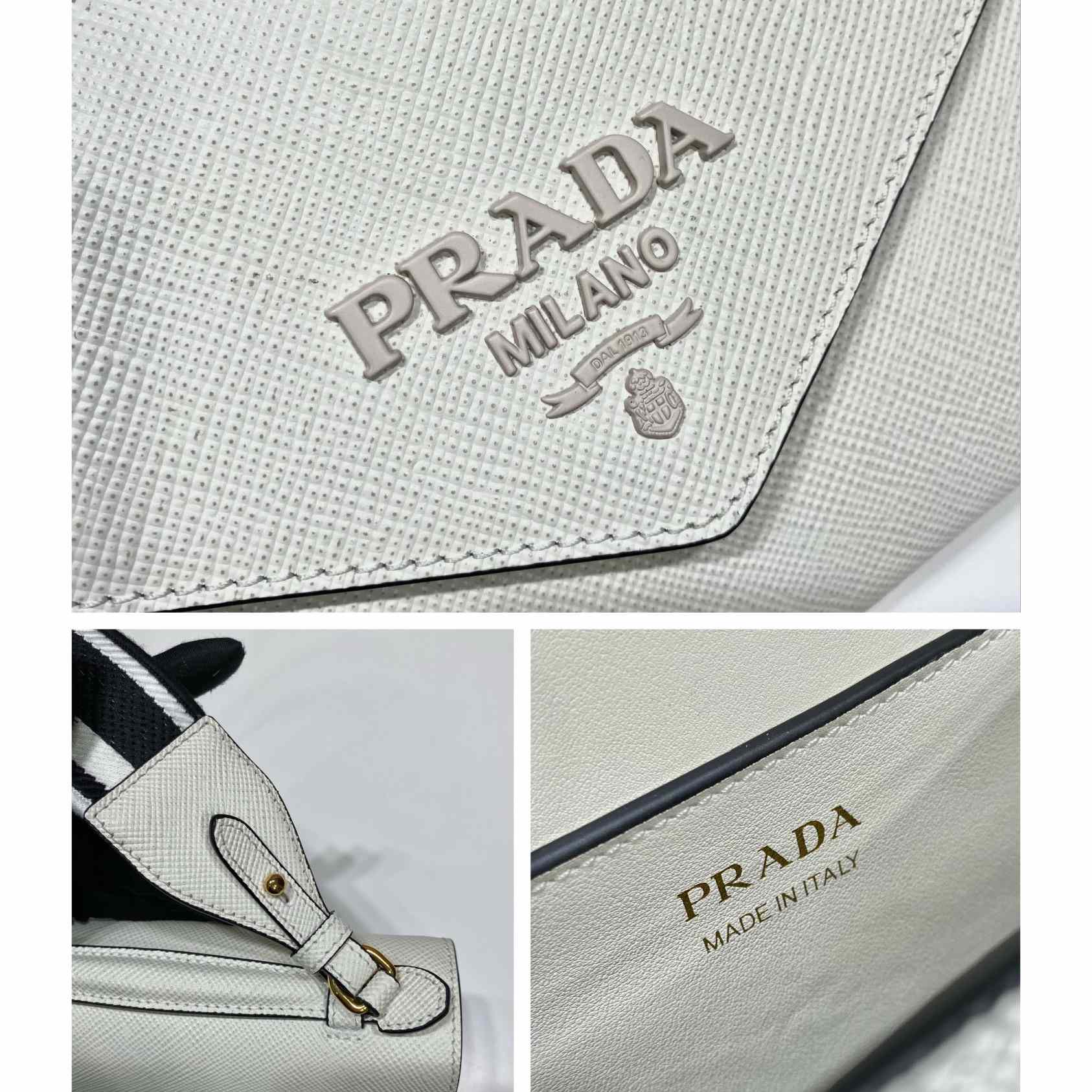 Prada Monochrome Saffiano And Leather Bag - DesignerGu