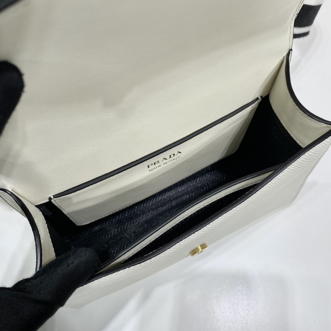 Prada Monochrome Saffiano And Leather Bag - DesignerGu