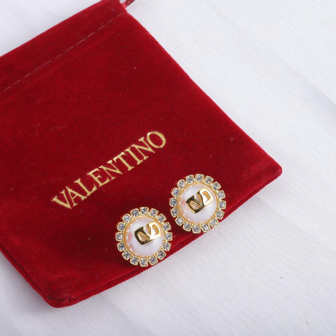 Valenti Garavani VLogo Signature Crystal Stud Earrings - DesignerGu