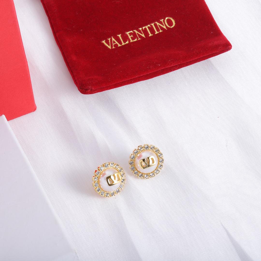 Valenti Garavani VLogo Signature Crystal Stud Earrings - DesignerGu