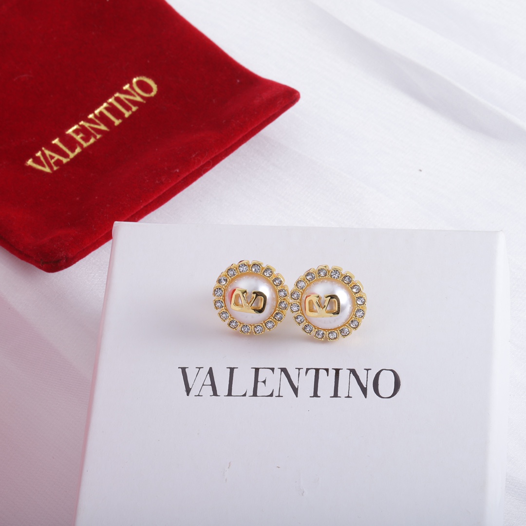 Valenti Garavani VLogo Signature Crystal Stud Earrings - DesignerGu