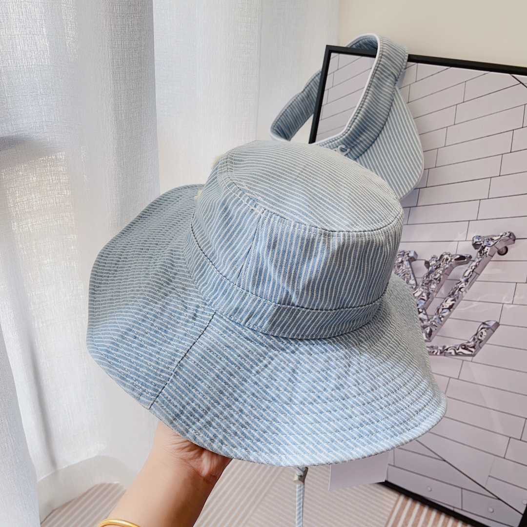 Celine  Walking Hat In Striped Cotton Indigo/ White - DesignerGu