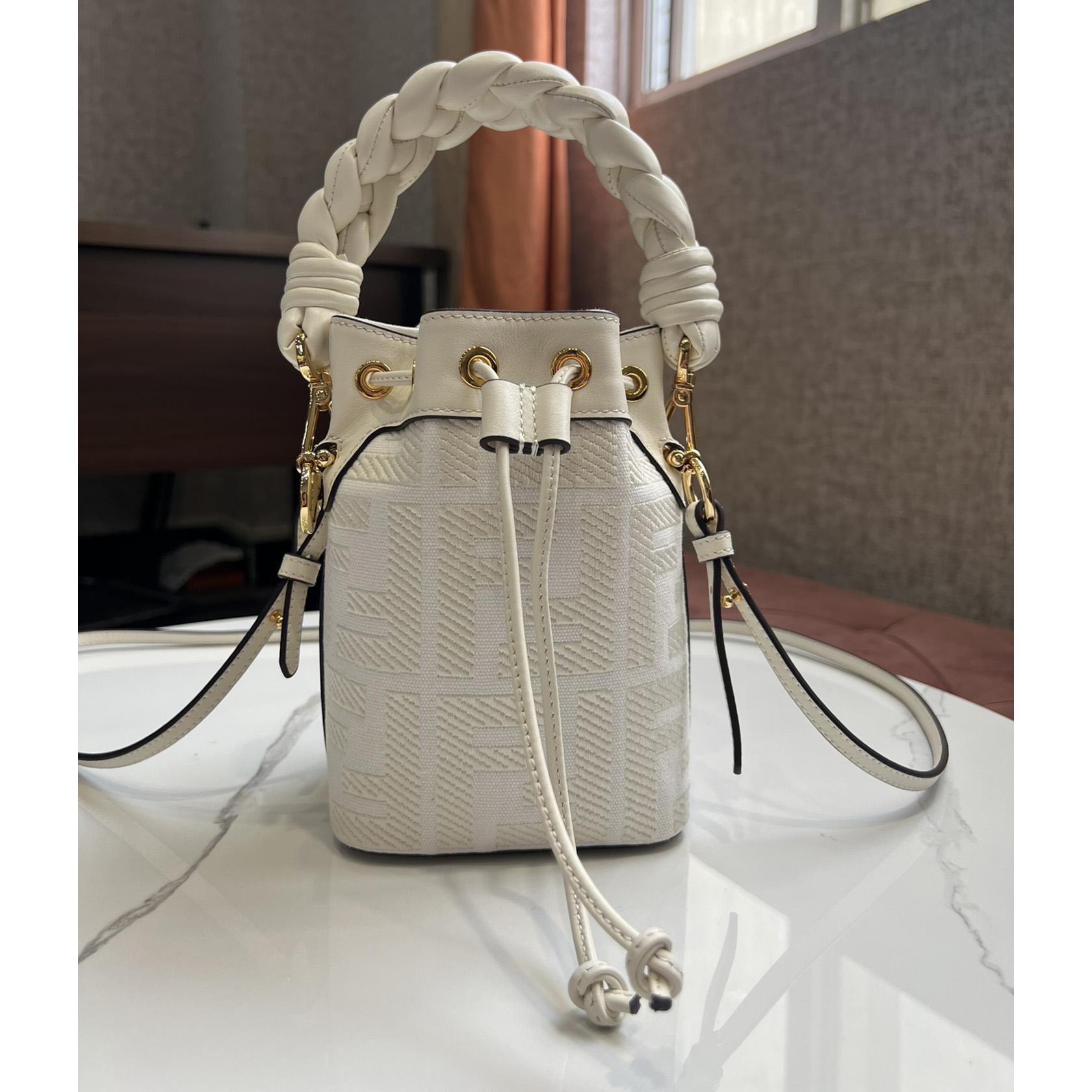 Fendi Mon Tresor White Canvas FF Mini Bag - DesignerGu