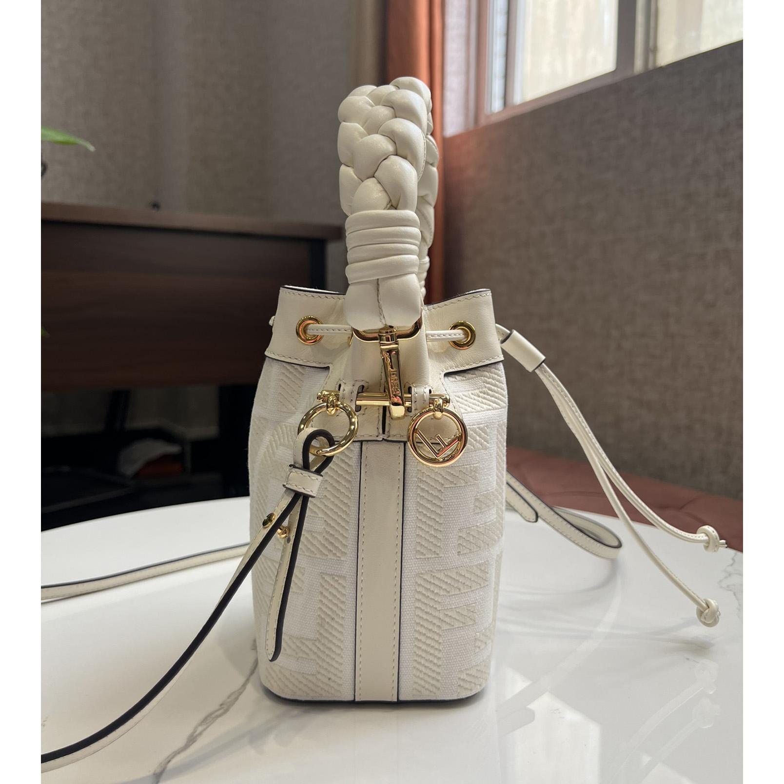 Fendi Mon Tresor White Canvas FF Mini Bag - DesignerGu